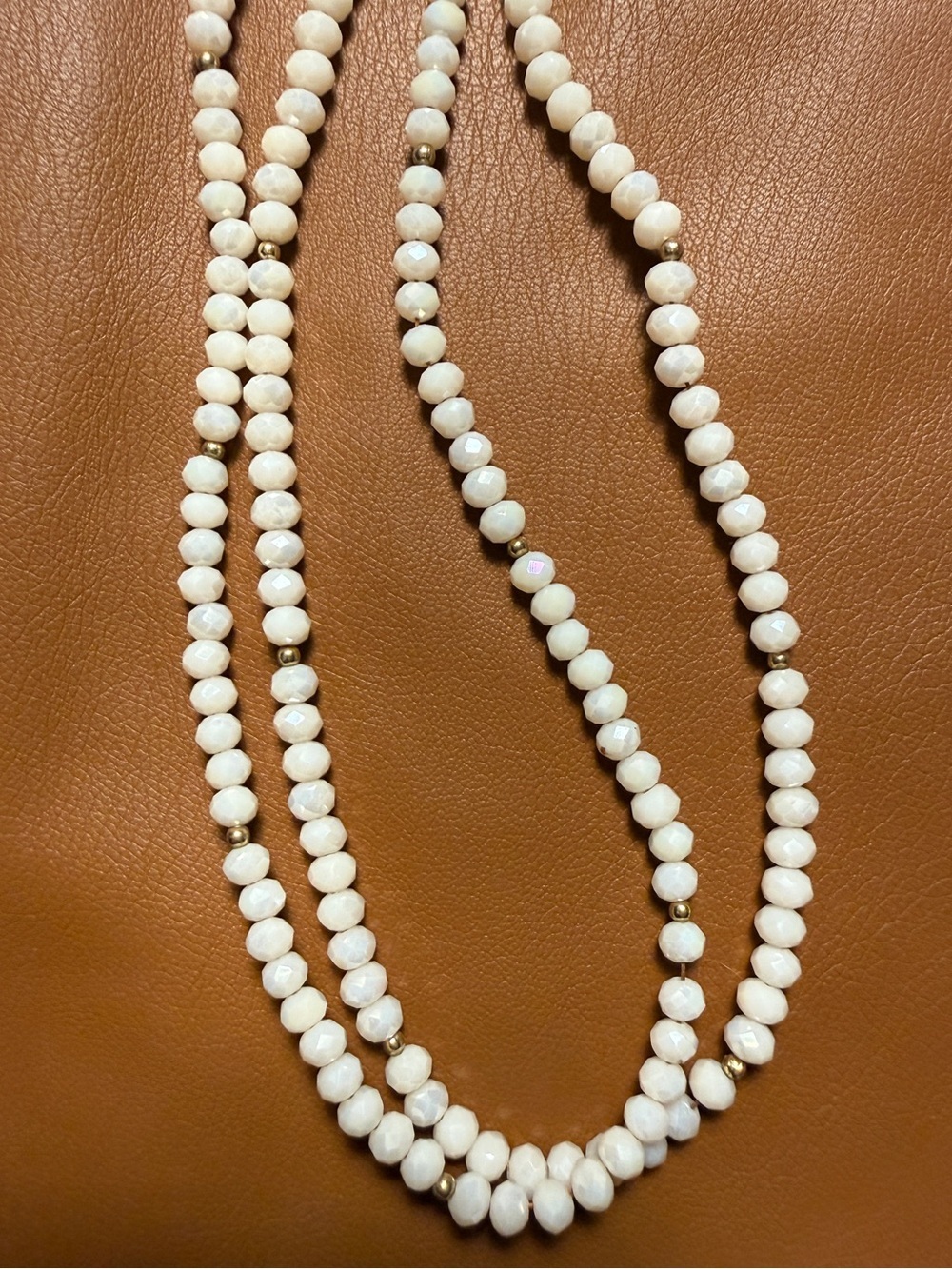Spartina 449 Layered White Beaded Necklace Gold Tone Coastal Statement